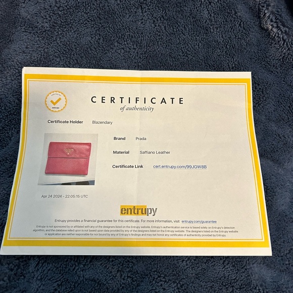 PRADA Saffiano Metal Leather Pink Wallet - Picture 15 of 15